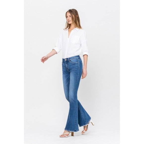 VERVET by Flying Monkey Flattering Mid Rise Flare Jeans for a Chic, On-Trend Loo - Picture 5 of 10